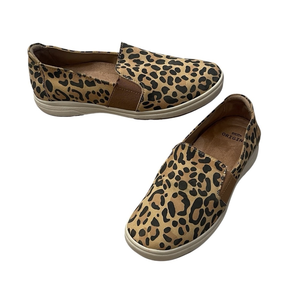 Earth Orgins Elin Leopard Print Leather Slip On Comfort Sneakers Women’s size 7